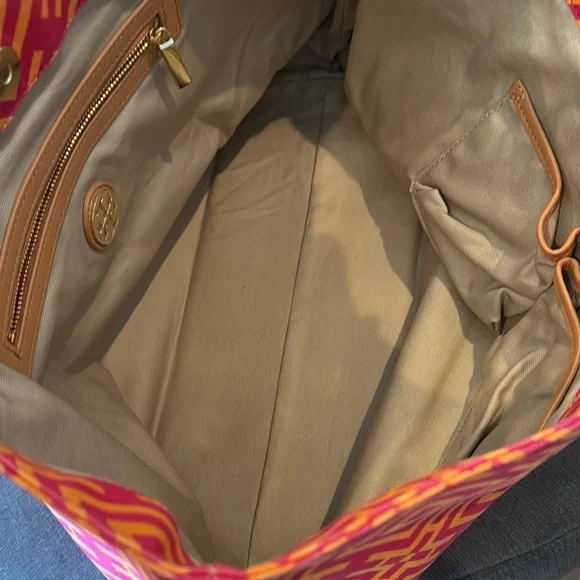Tory Burch Pink and Orange Patterned Tote - Picture 9 of 12